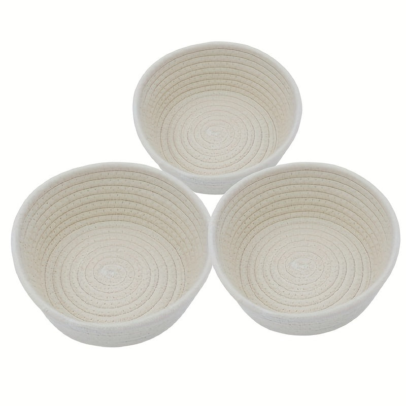 3pcs Cotton And Rope Woven Storage Basket
