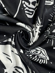  Gothic Dress Women's Plus Skull & Moon Print Criss Cross V Neck Dress