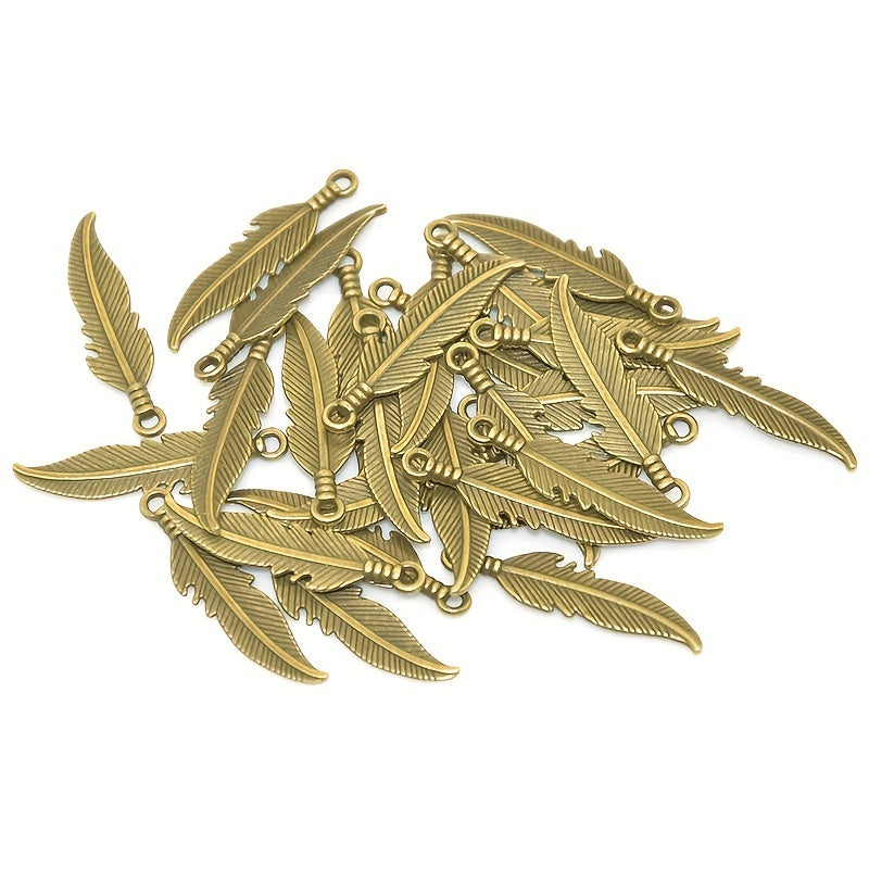 100pcs Feather Pendants DIY Jewelry Making Various Colors