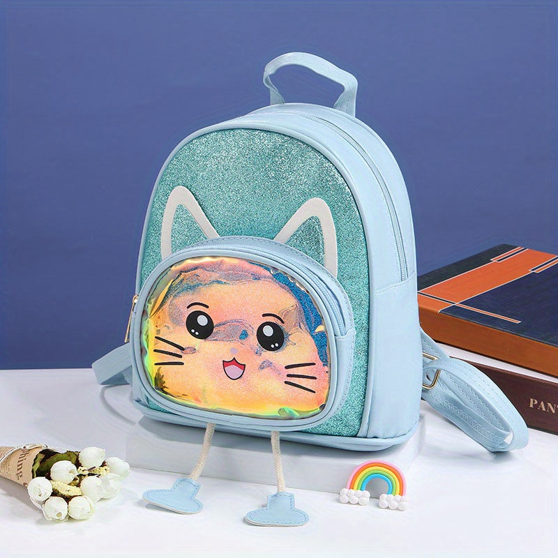 Kids Glitter Kindergarten Backpack Cat Schoolbag