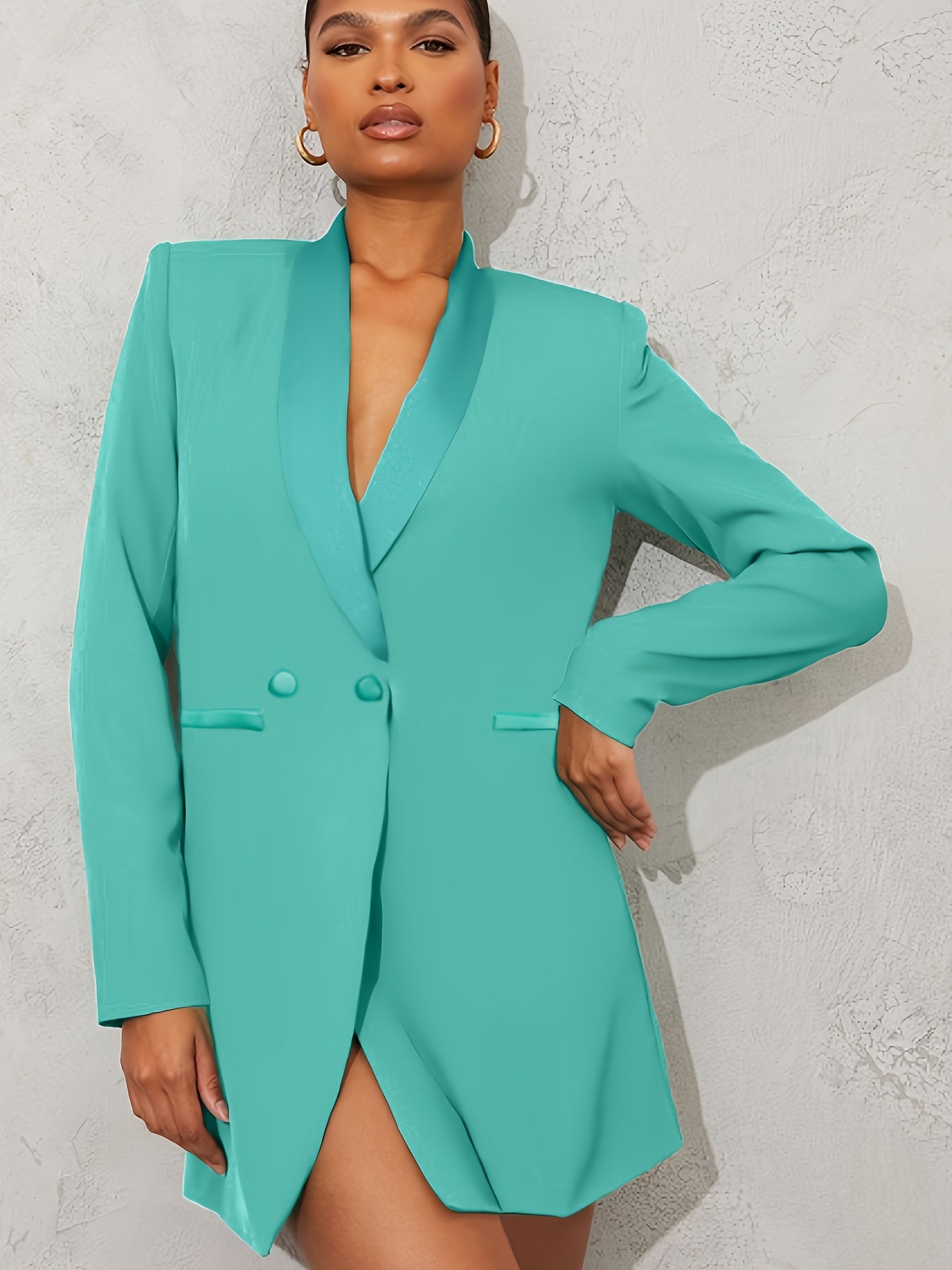  Solid Long Sleeve Workwear Blazer