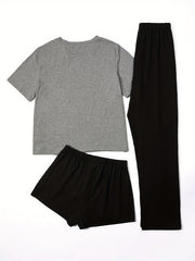 Letter Print Lounge Set Short Sleeve Top & Shorts