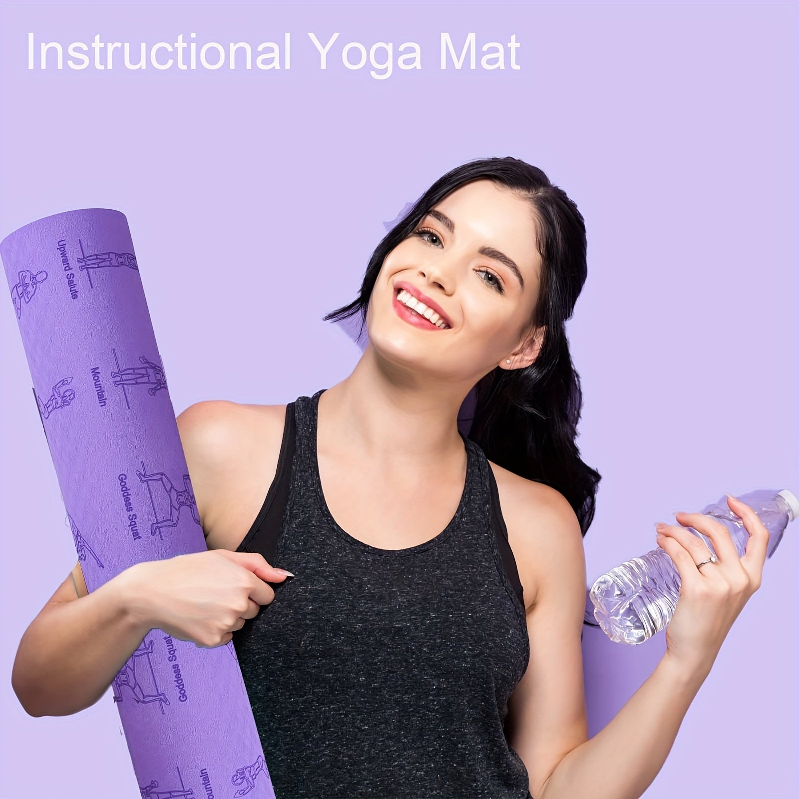 6mm TPE Yoga Mat Non slip Fitness Mat w/ Carrying Strap for Gymnastics Pilates