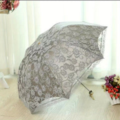 Vintage Lace Travel Folding Umbrella Floral Pattern UV Protection Windproof
