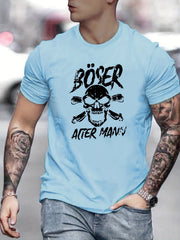 Skull Print Men's Graphic Crew Neck T-shirt Casual Comfy Tees