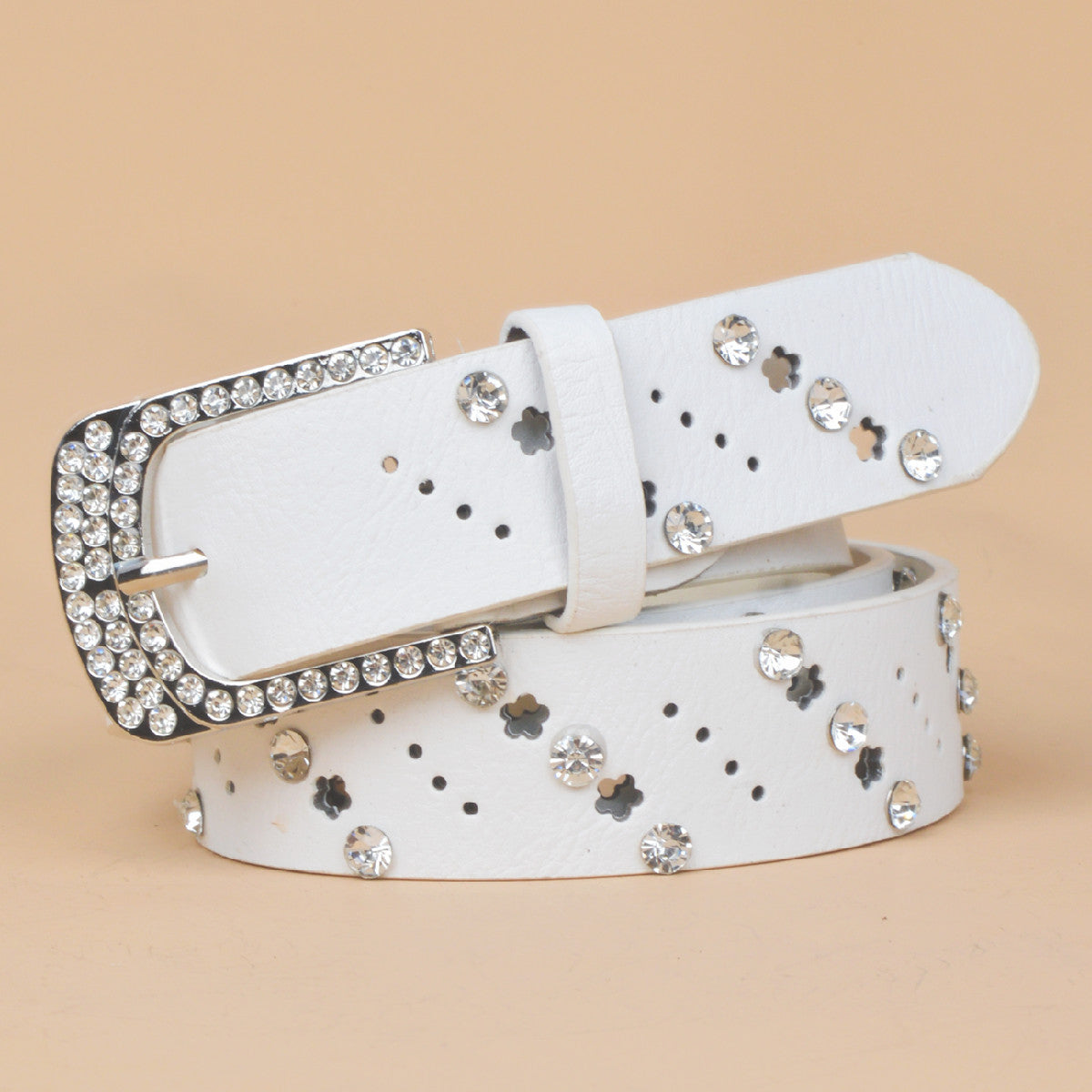 Women's Rhinestone Inlaid Casual Waist Belt
