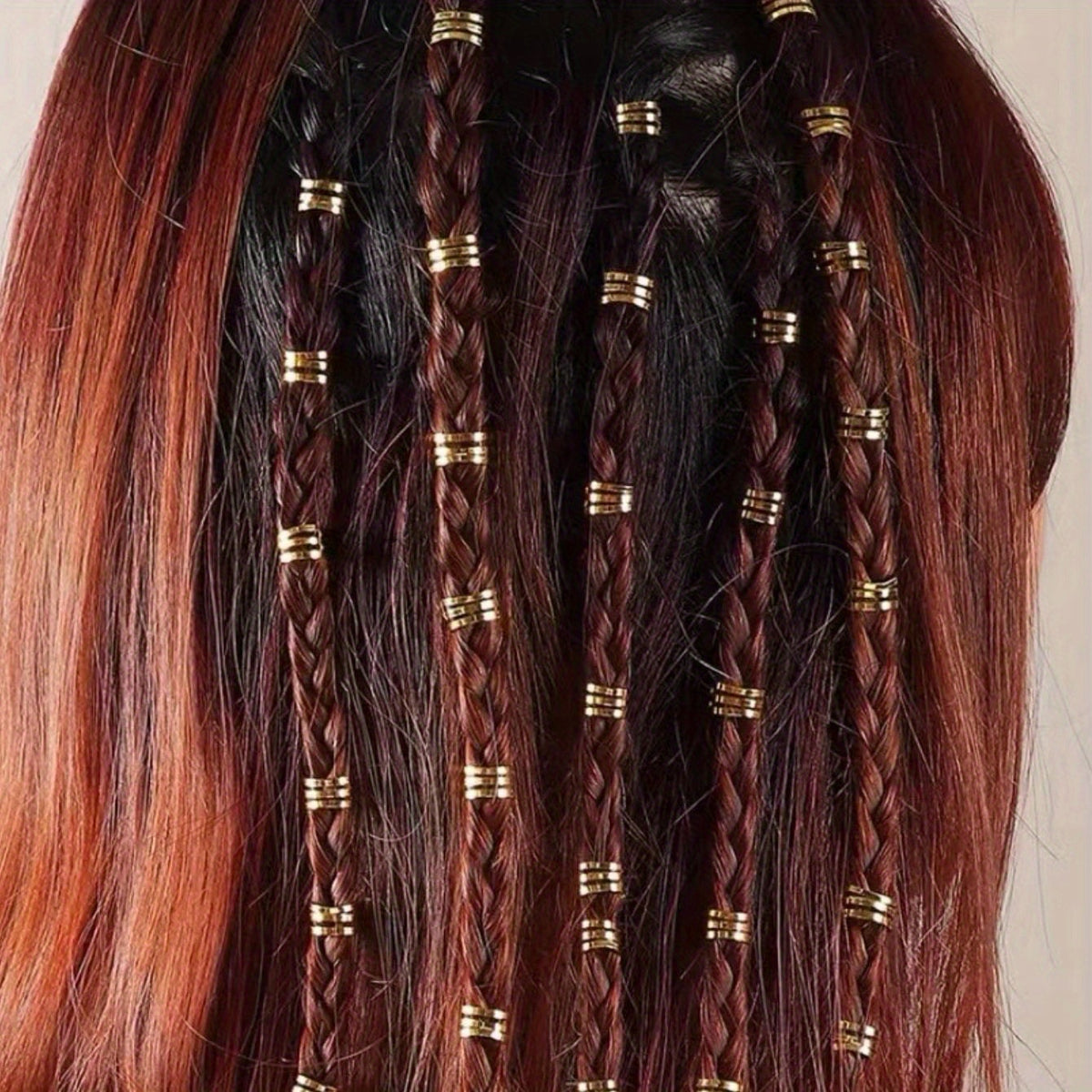 100PCS Viking Hair Beads Spiral Coils Dreadlock Braids Rings Clips Metal Cuffs