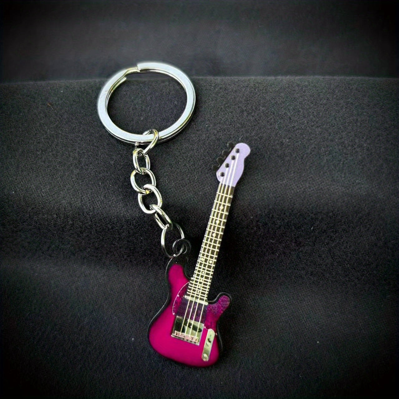 Colorful Guitar Instrument Shape Pendant Keychain