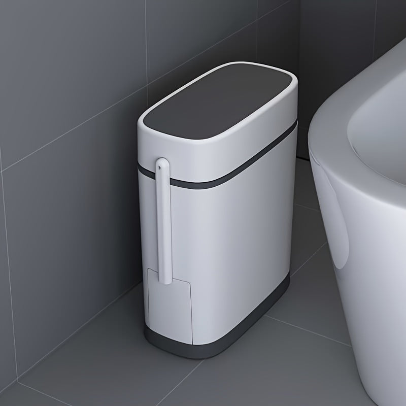 1pc Narrow Seam Trash Can with Lid