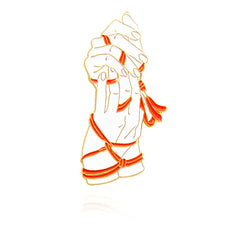 Two Hands Tied Red Rope Couple Brooch