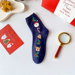 5 Pairs Cartoon Print Socks Christmas Women's Stockings & Hosiery
