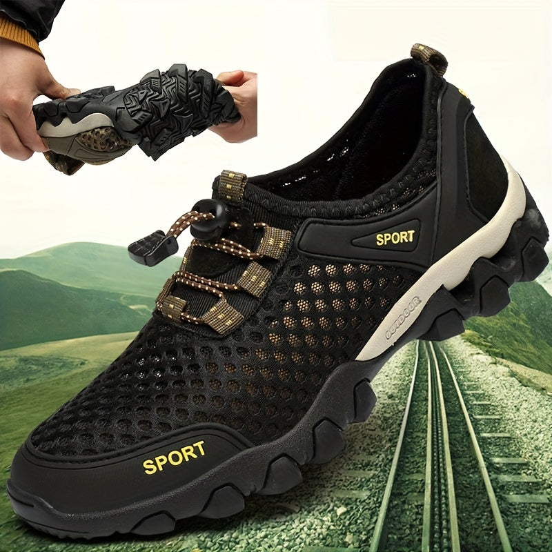 Men's Breathable No Tie Mesh Sneakers with Draw String