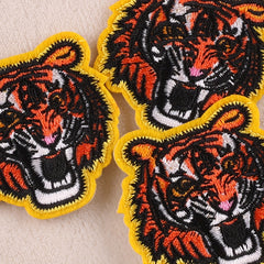 3pcs Tiger Head Embroidery Patches Boys Coat DIY Iron on Cloth Sticker