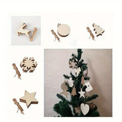 10pcs Natural Wood Small Pendants DIY Crafts Wood Chips Home Christmas Ornaments