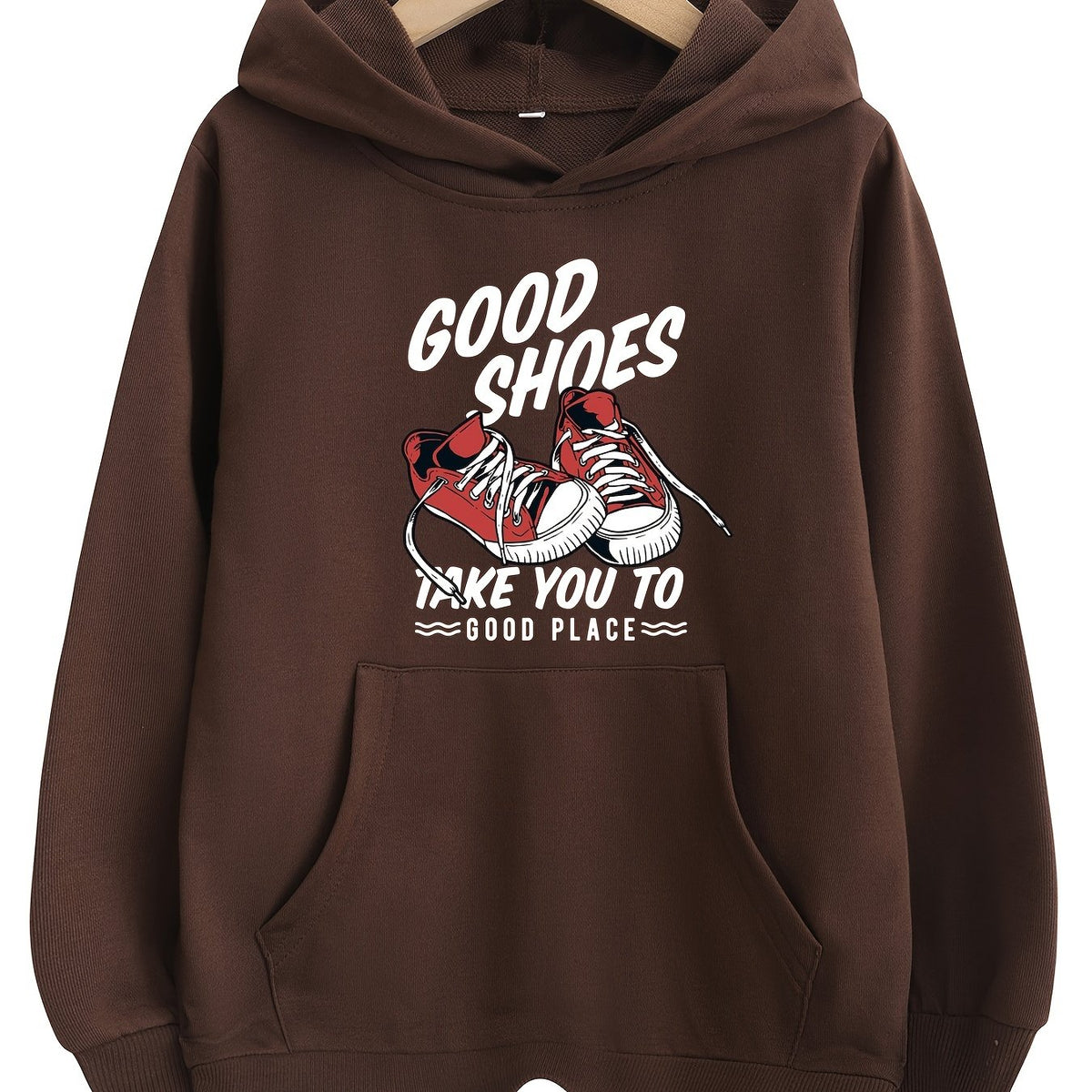 Girls Cartoon Print Hooded Sweatshirt Top with Pocket