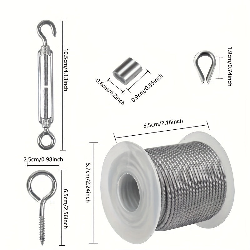 139.7cm Wire Rope Outdoor Hanging Kit with Turnbuckles and Hooks