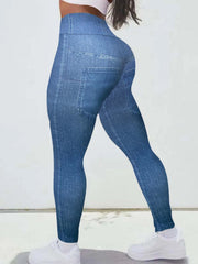  Denim Print High Rise Leggings