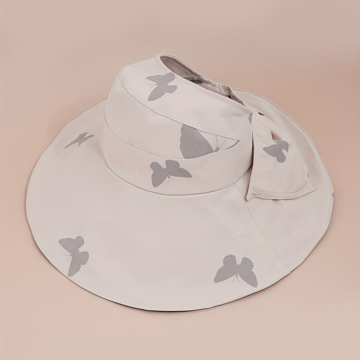 Butterfly Print Wide Brim Bucket Hat UV Protection
