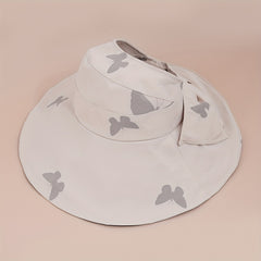 Butterfly Print Wide Brim Bucket Hat UV Protection