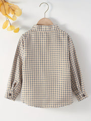 Boys Long Sleeve Plaid Shirt Casual Cotton Spring Autumn