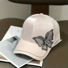 Rhinestone Butterfly Patch Baseball Cap Solid Dad Hat Casual Sun Hats For Women