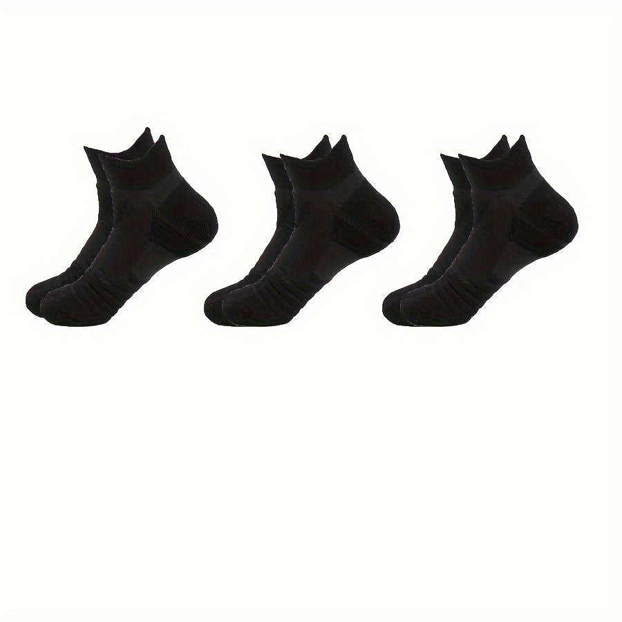 3 Pairs Men's Mid Crew Sport Socks Absorbent Breathable for Basketball Running
