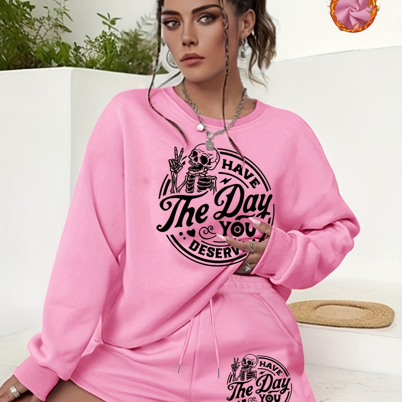  Halloween 2pcs Set Graphic Sweatshirt & Shorts Outfits