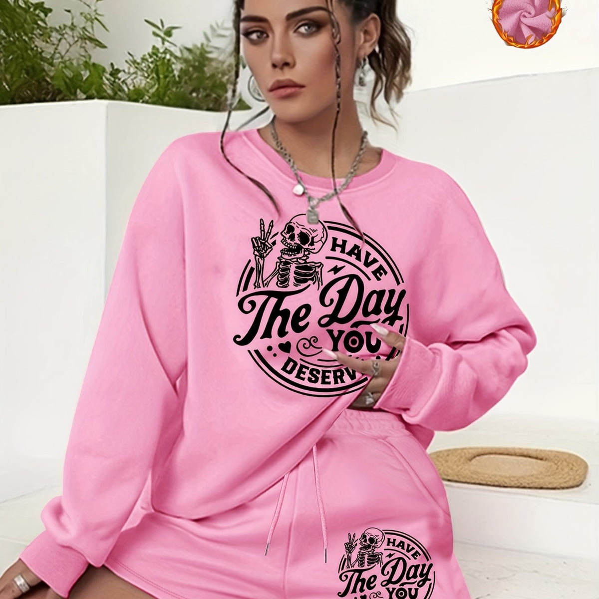  Halloween 2pcs Set Graphic Sweatshirt & Shorts Outfits