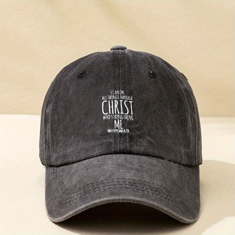 CHRIST Letter Print Baseball Cap Distressed Dad Hat Unisex Couple Sun Hat