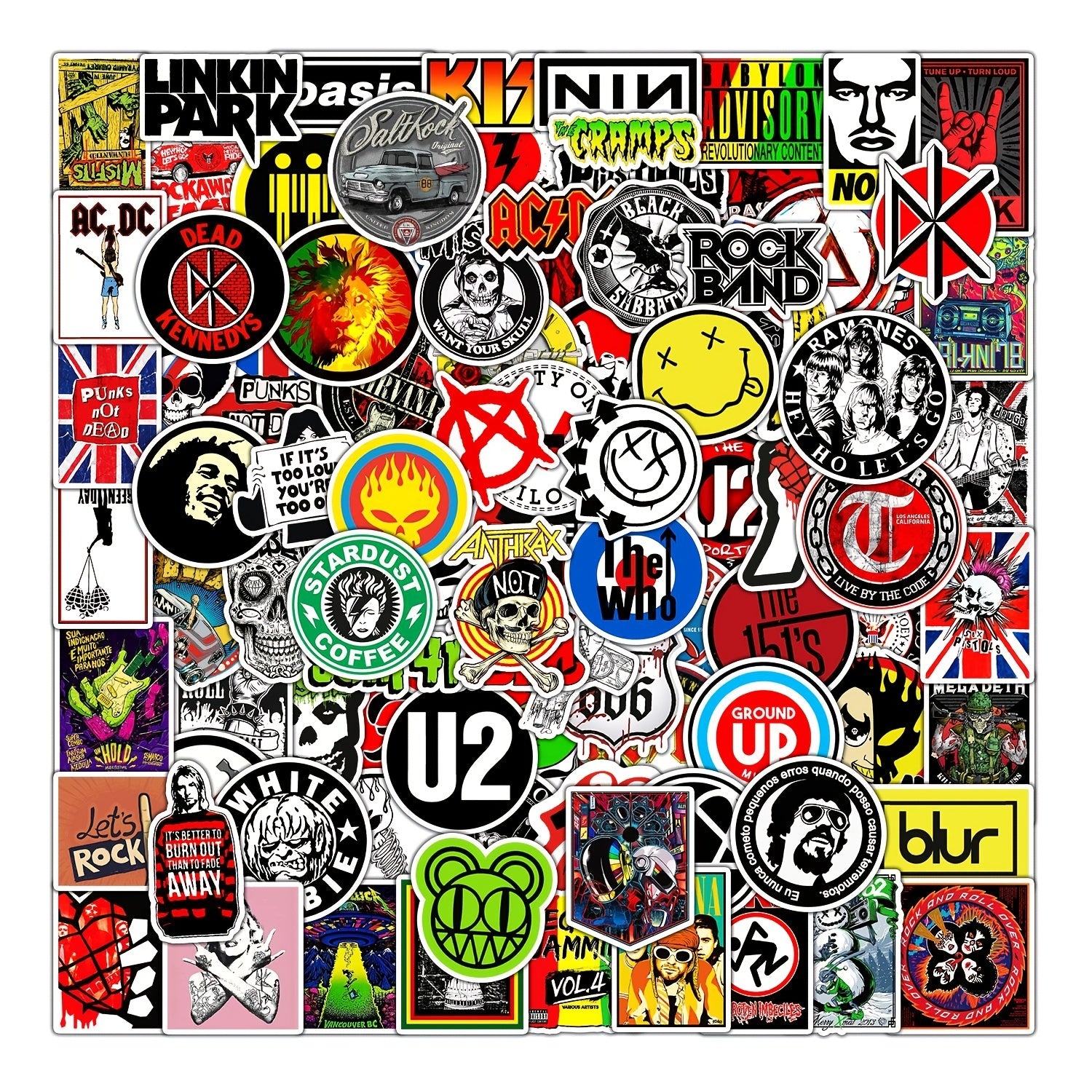 100Pcs Music Themed Waterproof Stickers for Adults & Teens