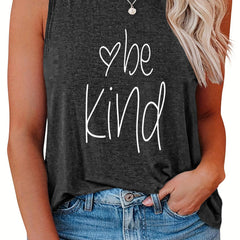  Heart & Letter Print Round Neck Tank Top