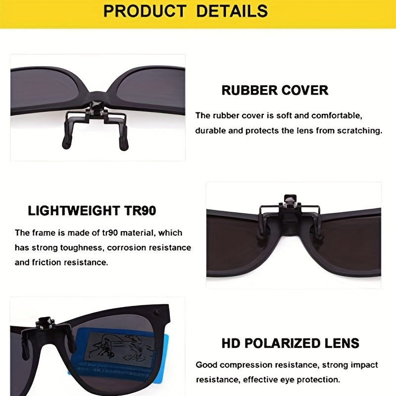 Men's Pink Polarized Clip On Sunglasses Anti Glare Driving Glasses