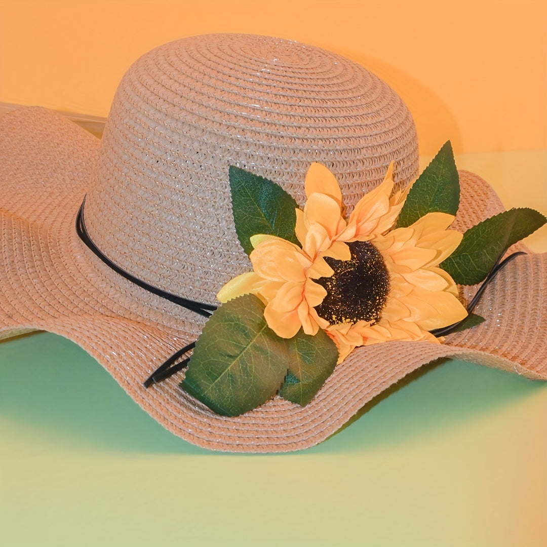 Foldable Sunflower Sun Hat Wide Brim Packable UV Protection Floppy Beach Hat