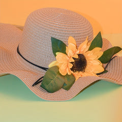 Foldable Sunflower Sun Hat Wide Brim Packable UV Protection Floppy Beach Hat