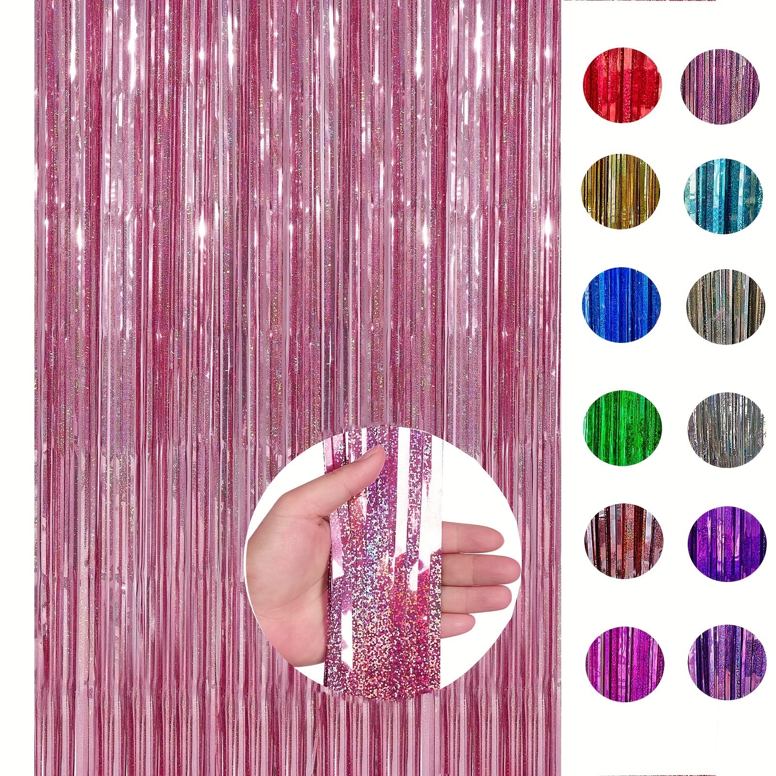 1pc 100 58x198 Laser Tassel Backdrop Curtain Metallic Silk Ribbon