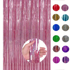 1pc 100 58x198 Laser Tassel Backdrop Curtain Metallic Silk Ribbon