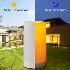 Set of 2 Waterproof Outdoor Solar Candles - Rechargeable