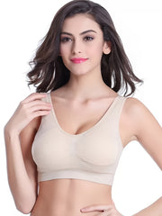 3pcs Seamless Small Pleats Sports Bras Comfort Wireless Vest Intimates