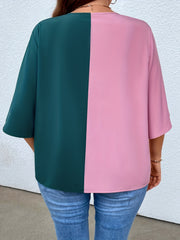  Colorblock V Neck Tunic Top