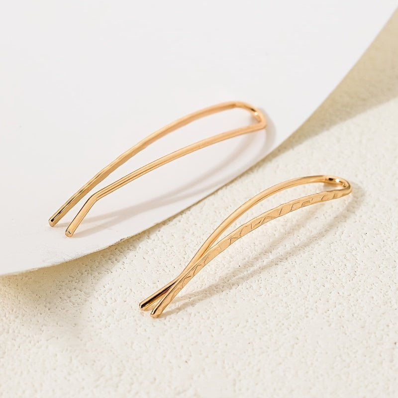Long Copper Ear Climber Earrings Bar Studs