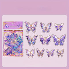 20 Pack Pink Crystal Butterfly Stickers Single Use 3D Wall Decor