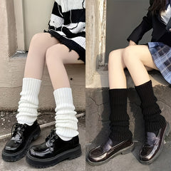 Rib Knit Leg Warmers Knee High Socks Women's Stockings