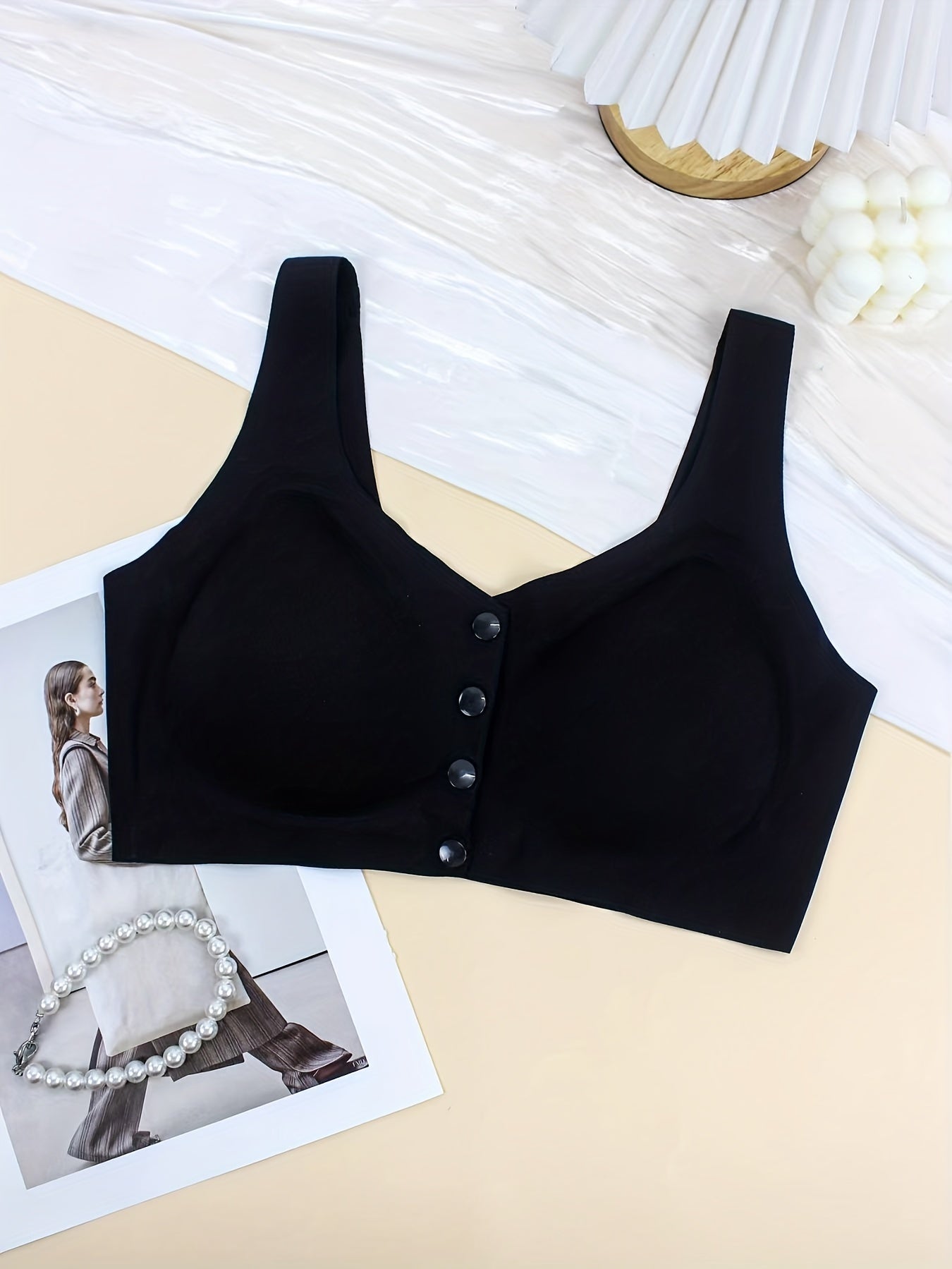 Solid Wireless Front Buckle Bra Women's Lingerie