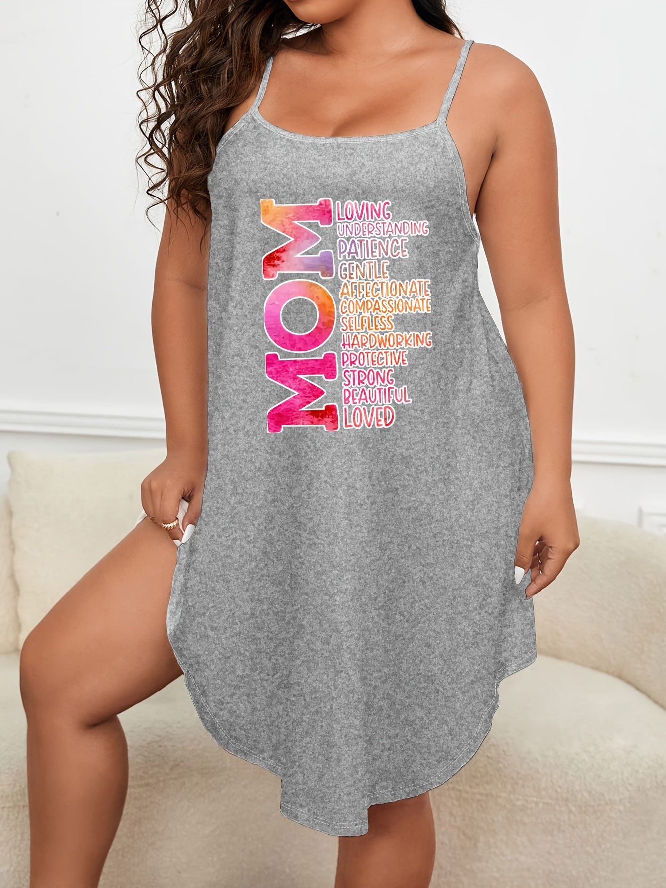  Ombre Letter Print Cami Nightdress