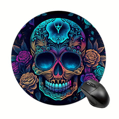 Sugar Skull Round Mouse Mat Mouse Pad Non Slip Rubber Base Mousepad