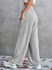 Women's Plus Wide Leg Drawstring Sporty Pants With Pockets