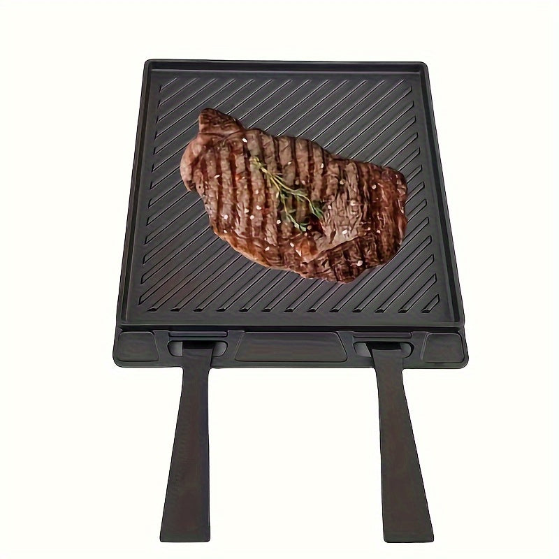 Cast Iron Pizza Pan With Removable Handle Double Sided BBQ Frying Pan