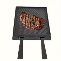 Cast Iron Pizza Pan With Removable Handle Double Sided BBQ Frying Pan