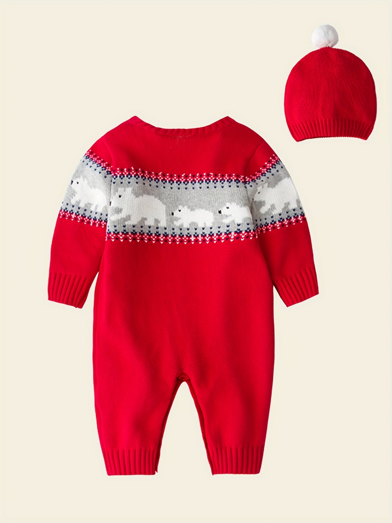 Christmas Sweater Baby Jumpsuit Cartoon Graphic Long Sleeve Creeper Clothes