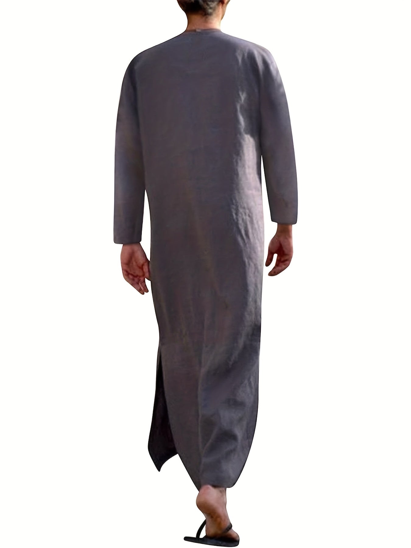 Islamic Arabic Kaftan Men's Long Sleeve V Neck Casual Wear Dubai